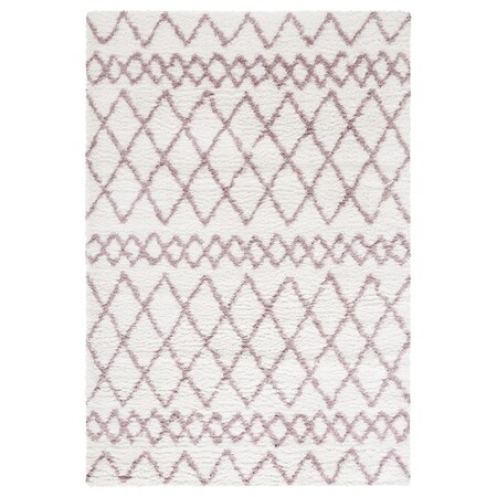 Safavieh 9 x 12 ft. Berber Shag Power Loomed Rectangle Area Rug; Ivory & Light Rose BER165A-9